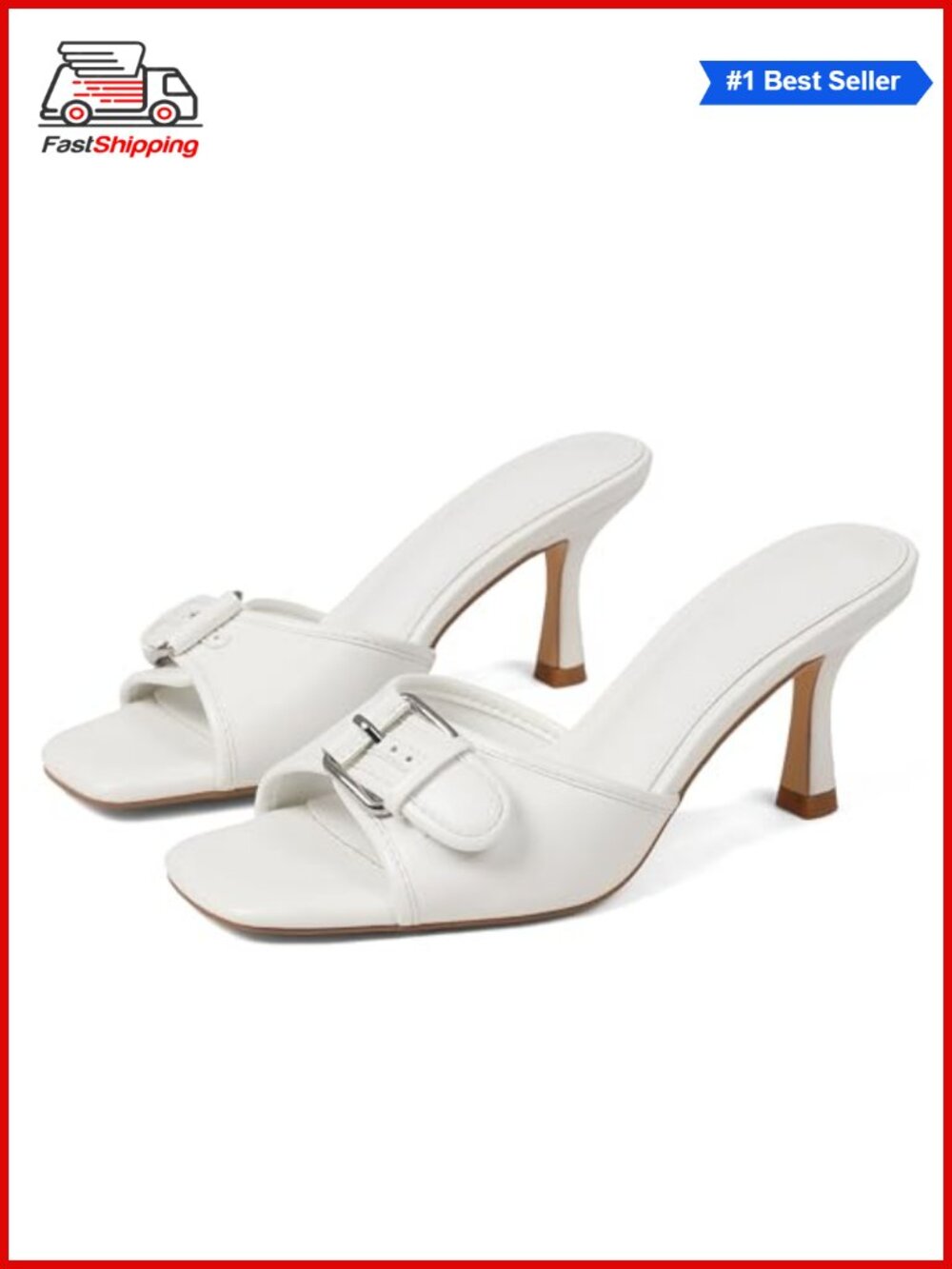Kitten Heel Sandals Peep Toe Slip On Mules for Women